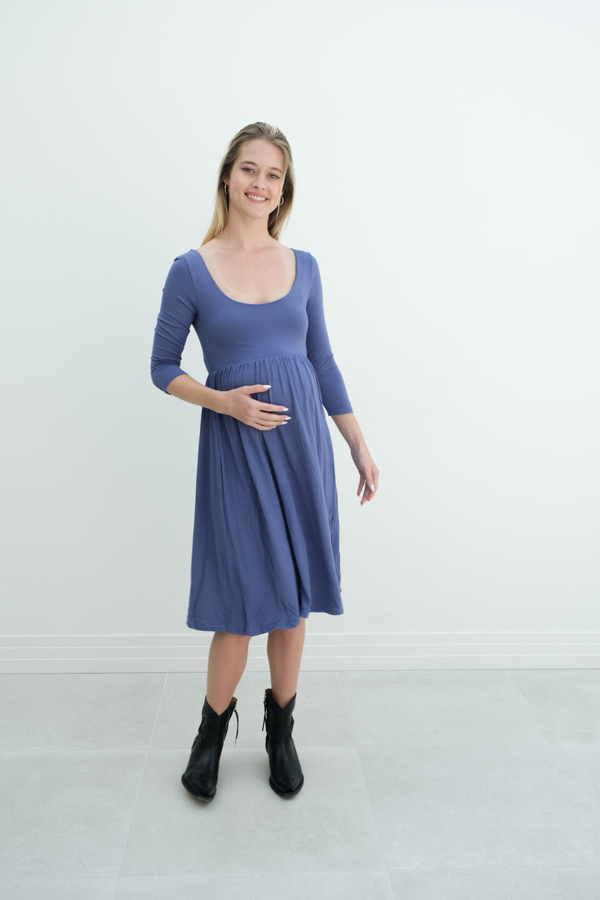 Tatiana | Long Sleeve Flowy Maternity Dress With Empire Waist