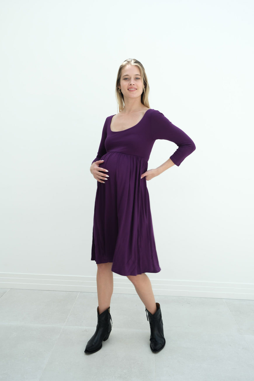 Tatiana | Long Sleeve Flowy Maternity Dress With Empire Waist