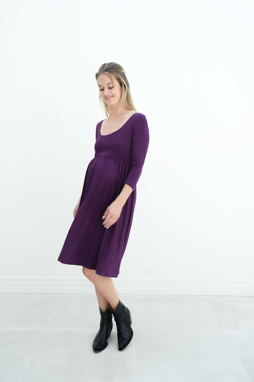 Tatiana | Long Sleeve Flowy Maternity Dress With Empire Waist