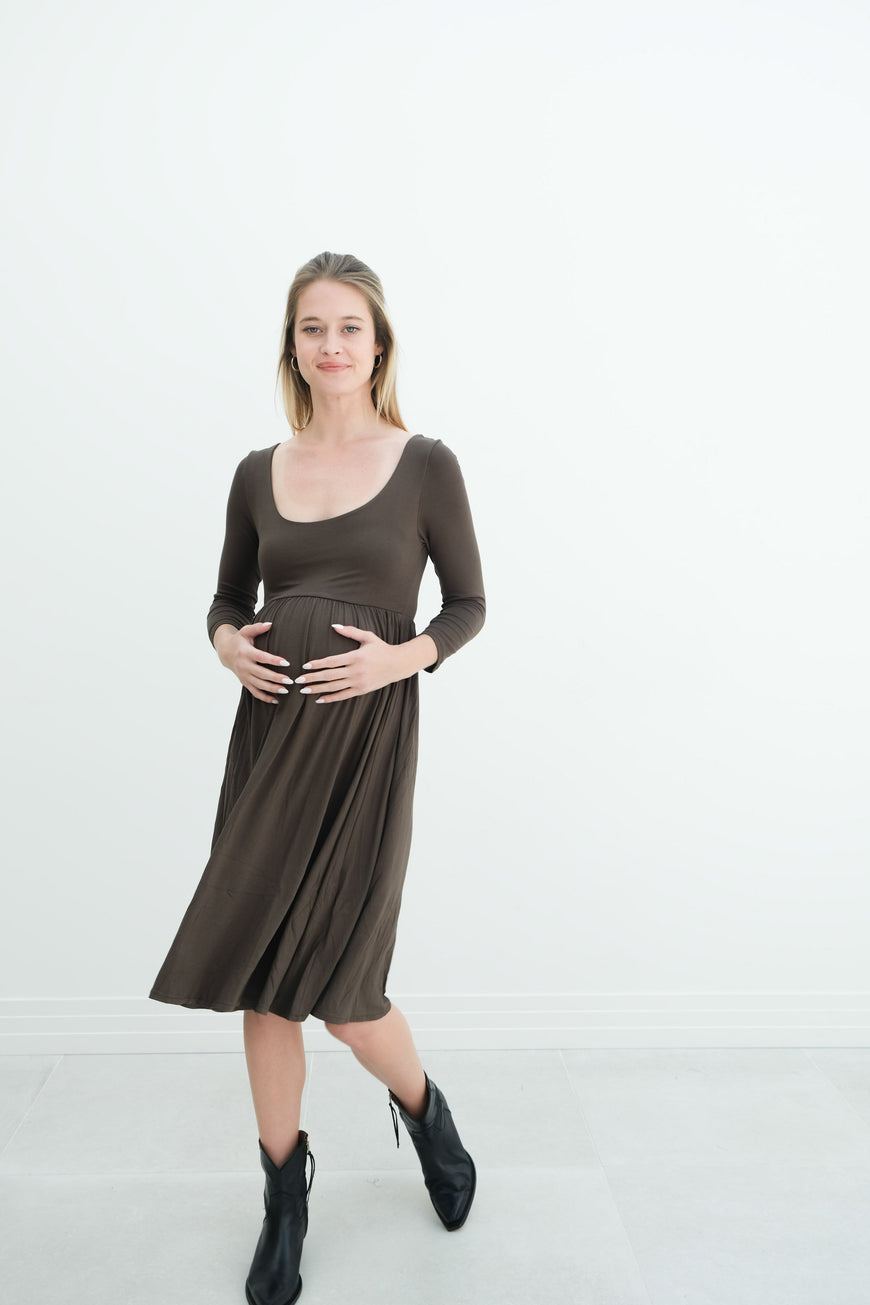 Tatiana | Long Sleeve Flowy Maternity Dress With Empire Waist