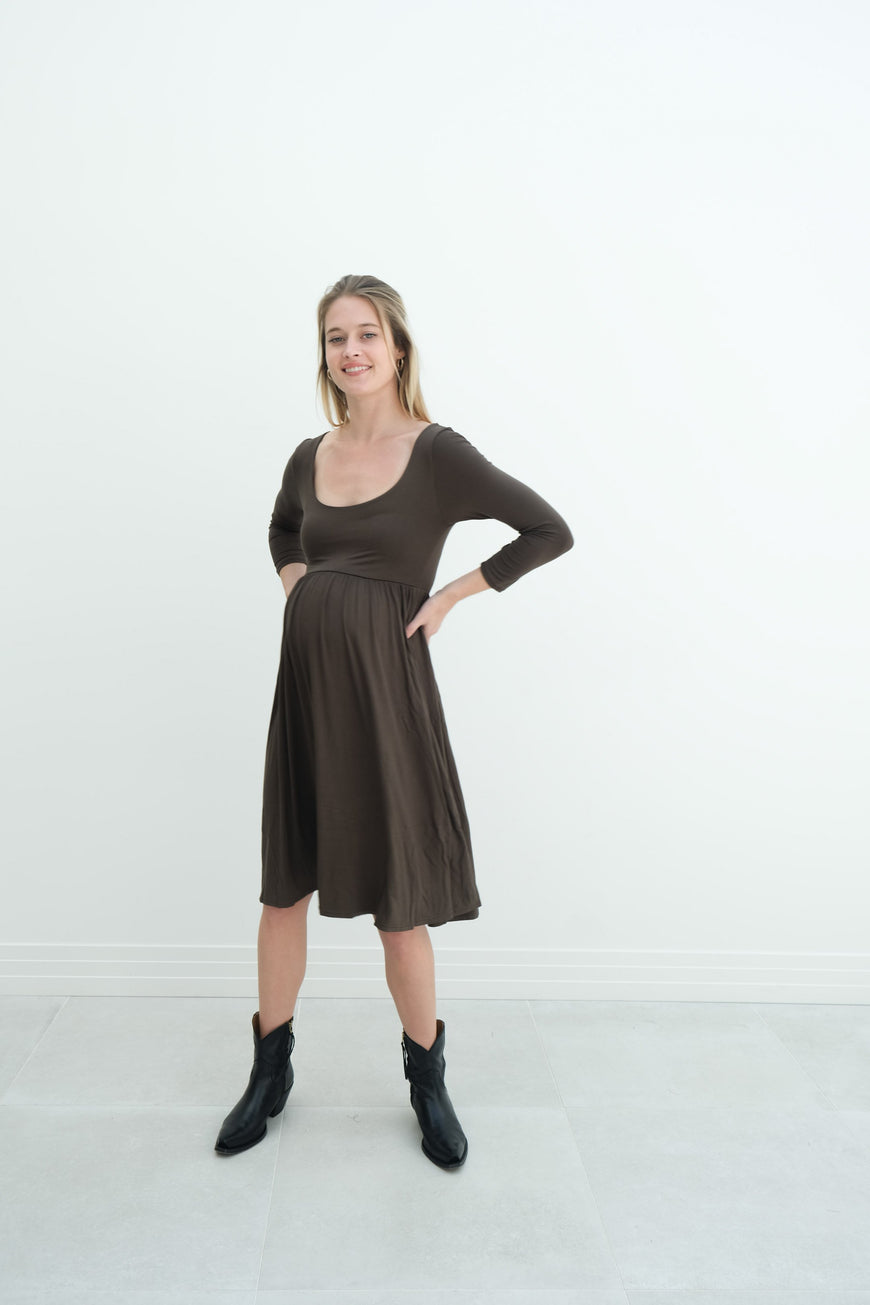 Tatiana | Long Sleeve Flowy Maternity Dress With Empire Waist