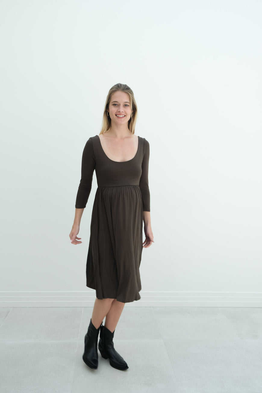 Tatiana | Long Sleeve Flowy Maternity Dress With Empire Waist