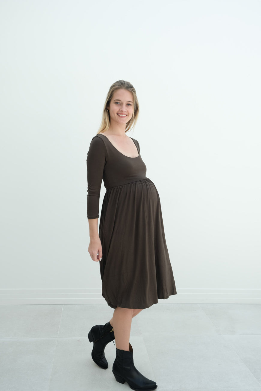 Tatiana | Long Sleeve Flowy Maternity Dress With Empire Waist