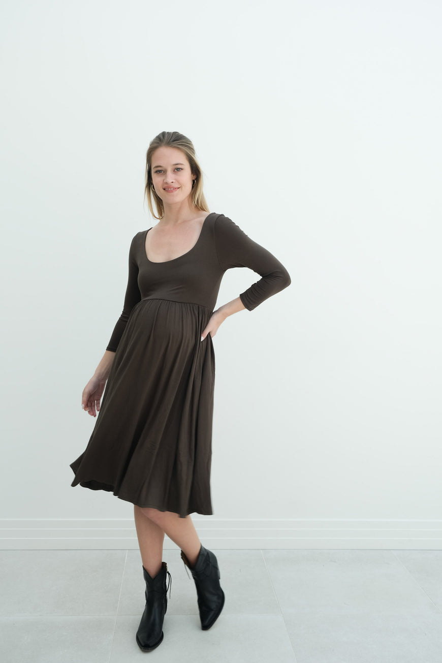 Tatiana | Long Sleeve Flowy Maternity Dress With Empire Waist