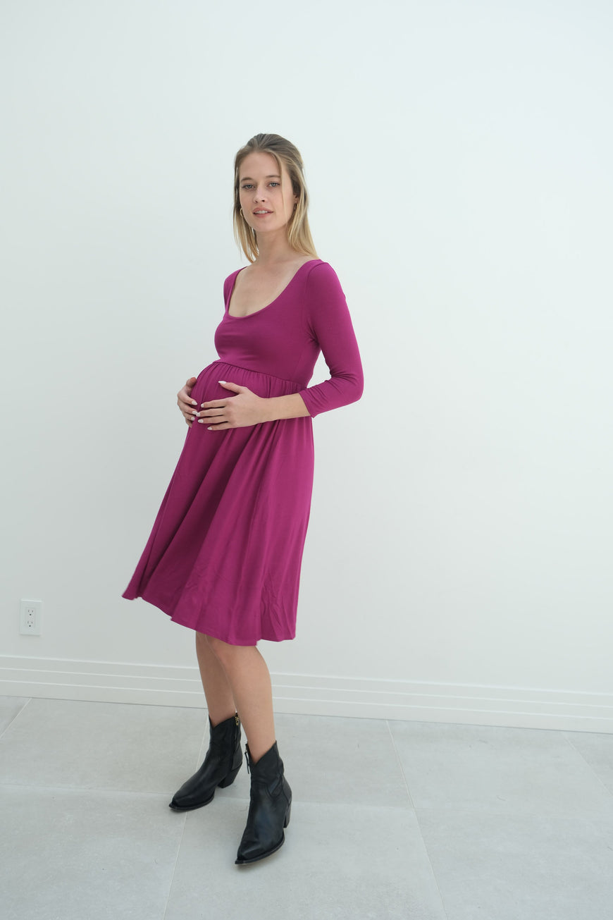 Tatiana | Long Sleeve Flowy Maternity Dress With Empire Waist