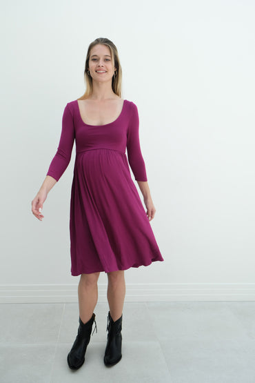 Tatiana | Long Sleeve Flowy Maternity Dress With Empire Waist