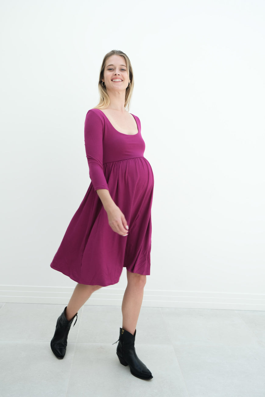 Tatiana | Long Sleeve Flowy Maternity Dress With Empire Waist