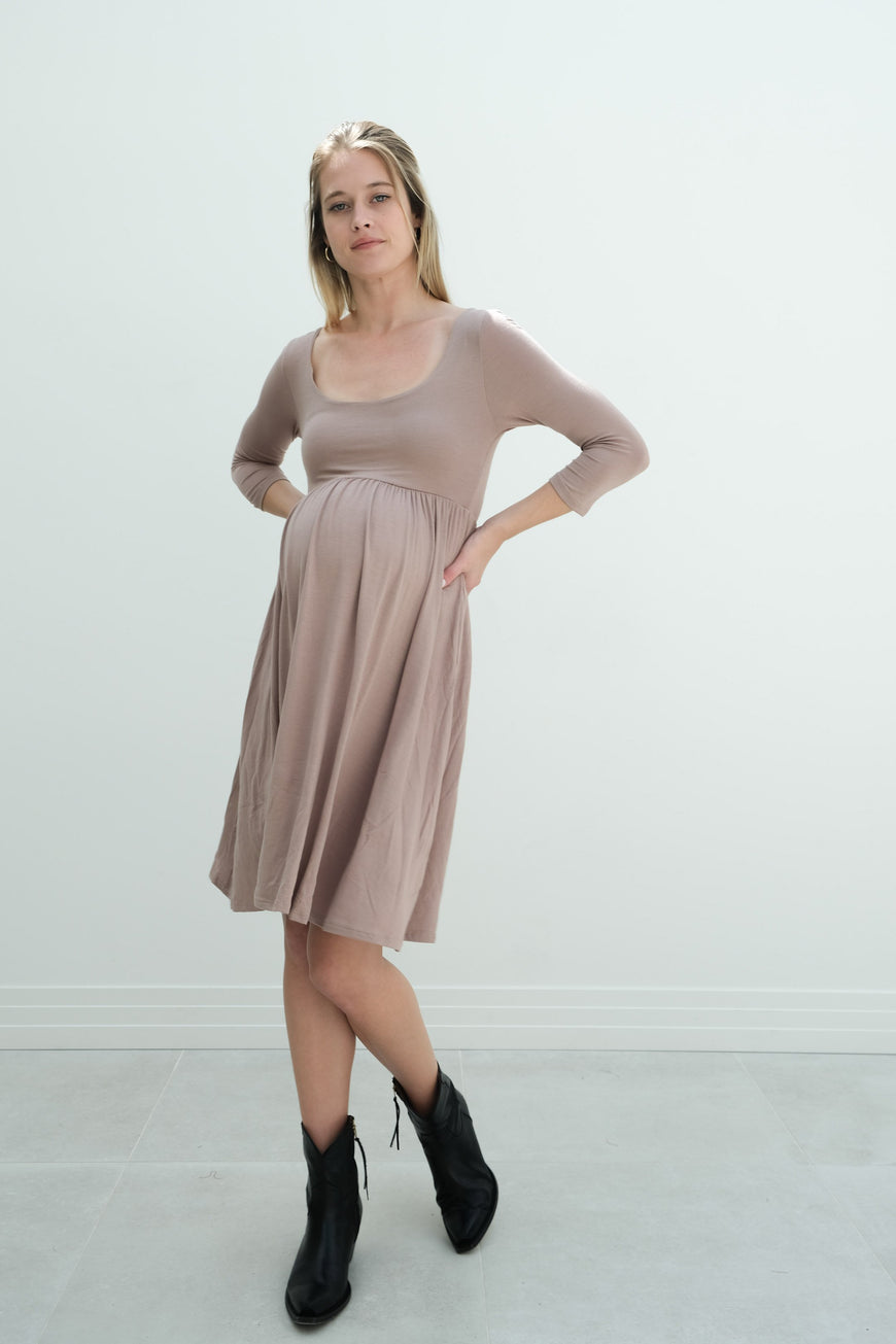 Tatiana | Long Sleeve Flowy Maternity Dress With Empire Waist