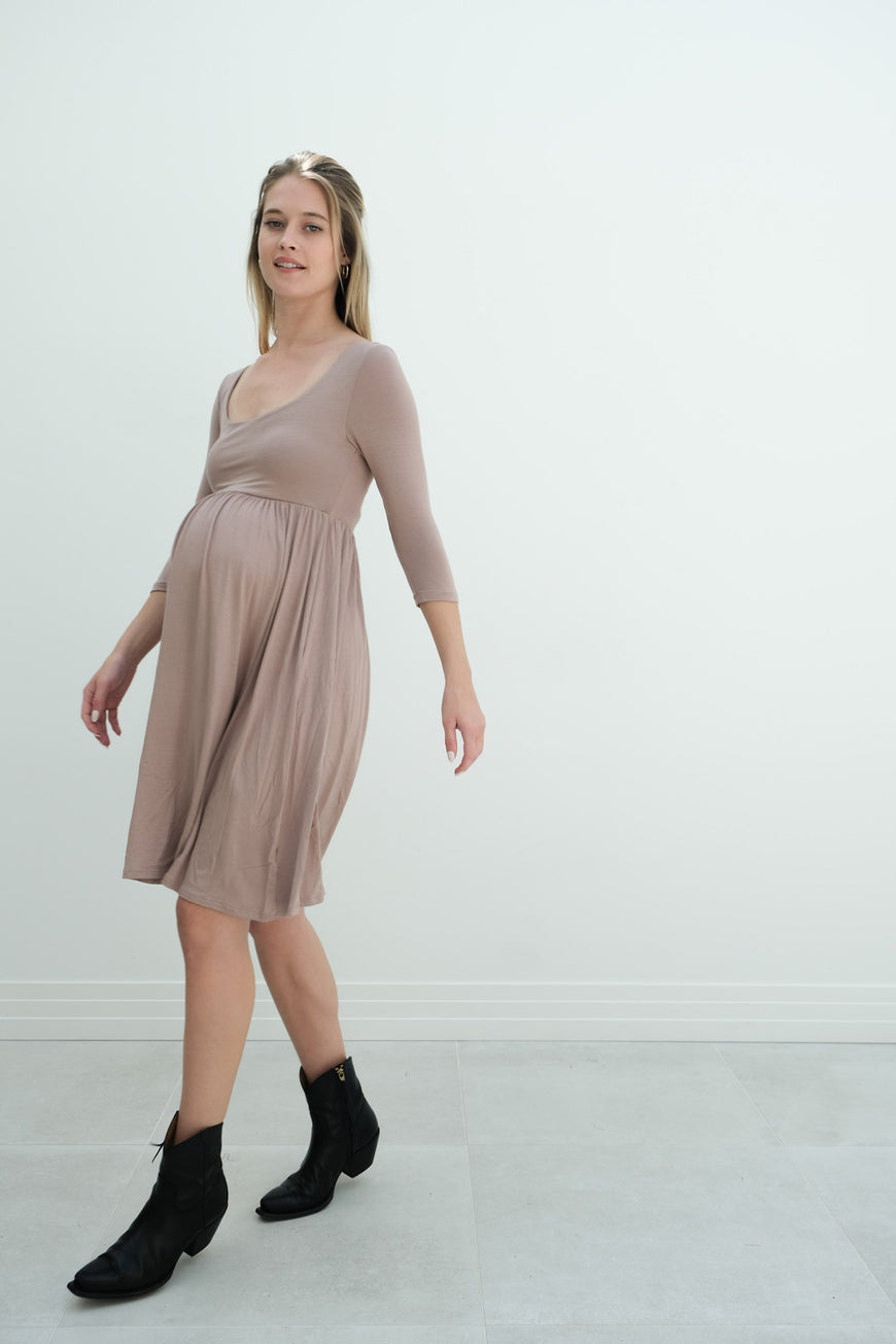 Tatiana | Long Sleeve Flowy Maternity Dress With Empire Waist