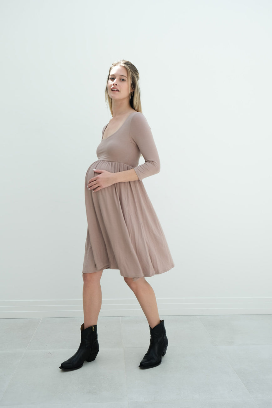 Tatiana | Long Sleeve Flowy Maternity Dress With Empire Waist