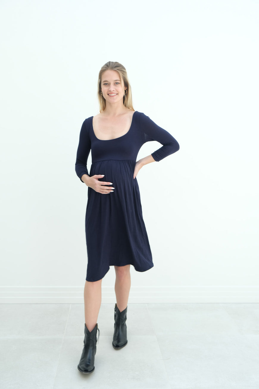 Tatiana | Long Sleeve Flowy Maternity Dress With Empire Waist