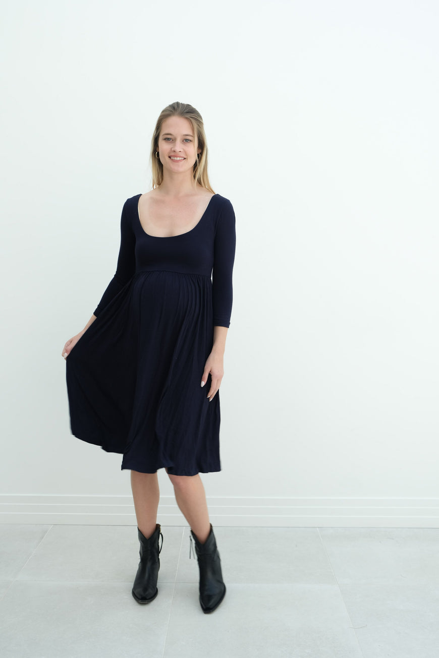 Tatiana | Long Sleeve Flowy Maternity Dress With Empire Waist