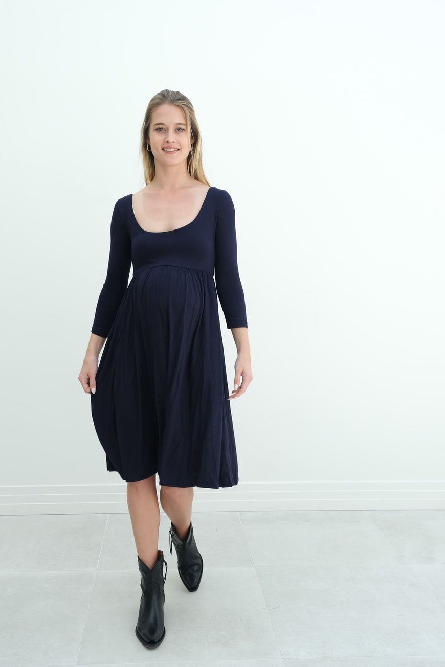 Tatiana | Long Sleeve Flowy Maternity Dress With Empire Waist