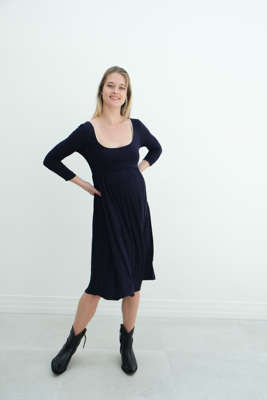 Tatiana | Long Sleeve Flowy Maternity Dress With Empire Waist