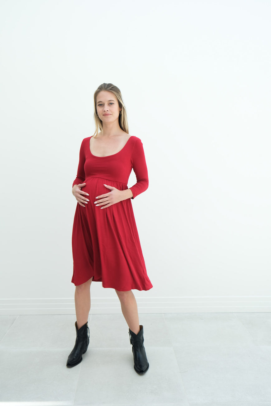 Tatiana | Long Sleeve Flowy Maternity Dress With Empire Waist