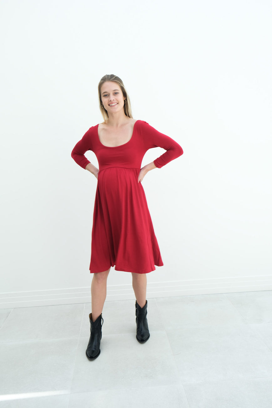 Tatiana | Long Sleeve Flowy Maternity Dress With Empire Waist