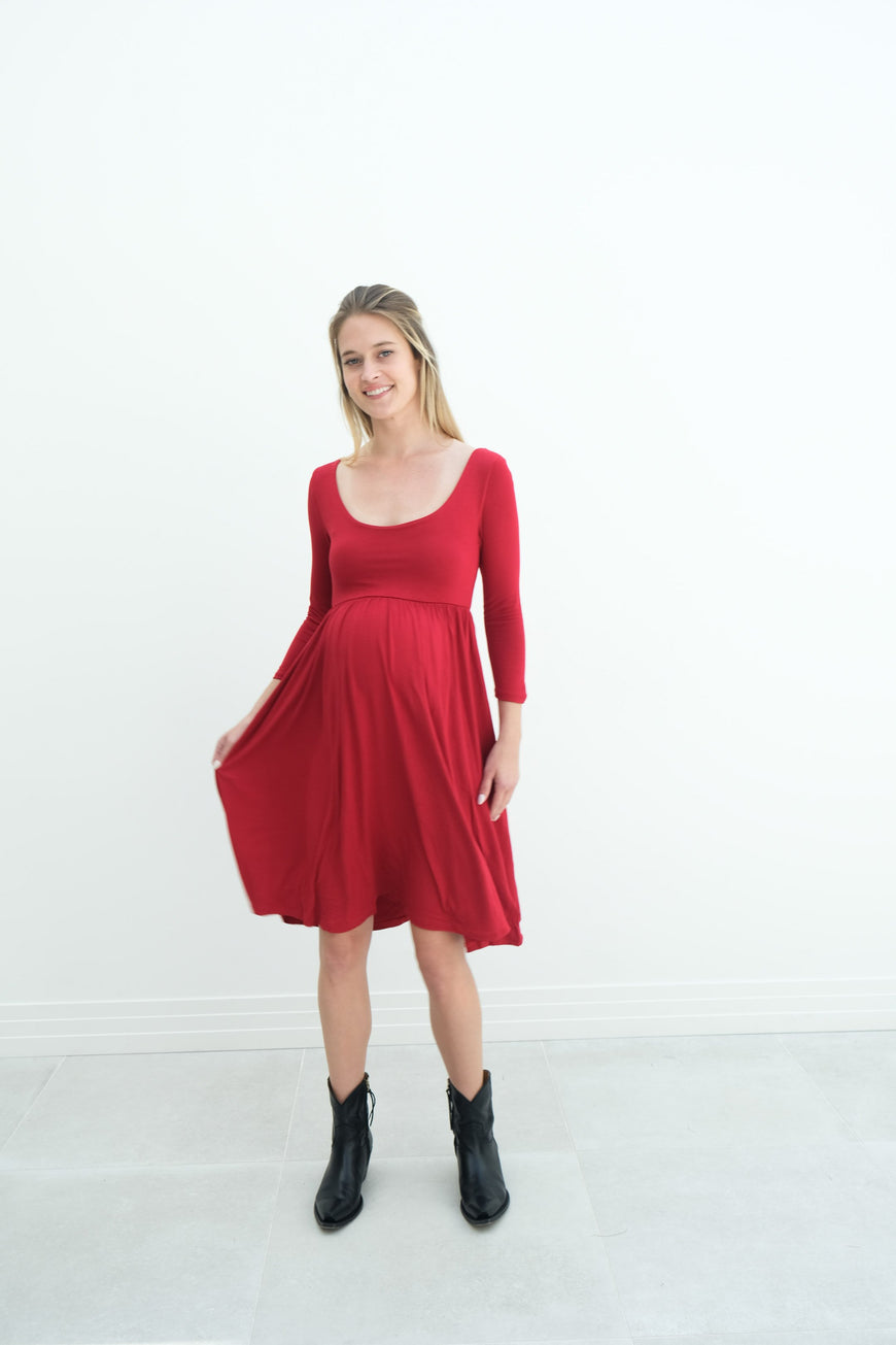 Tatiana | Long Sleeve Flowy Maternity Dress With Empire Waist