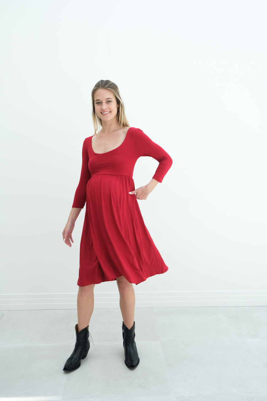 Tatiana | Long Sleeve Flowy Maternity Dress With Empire Waist