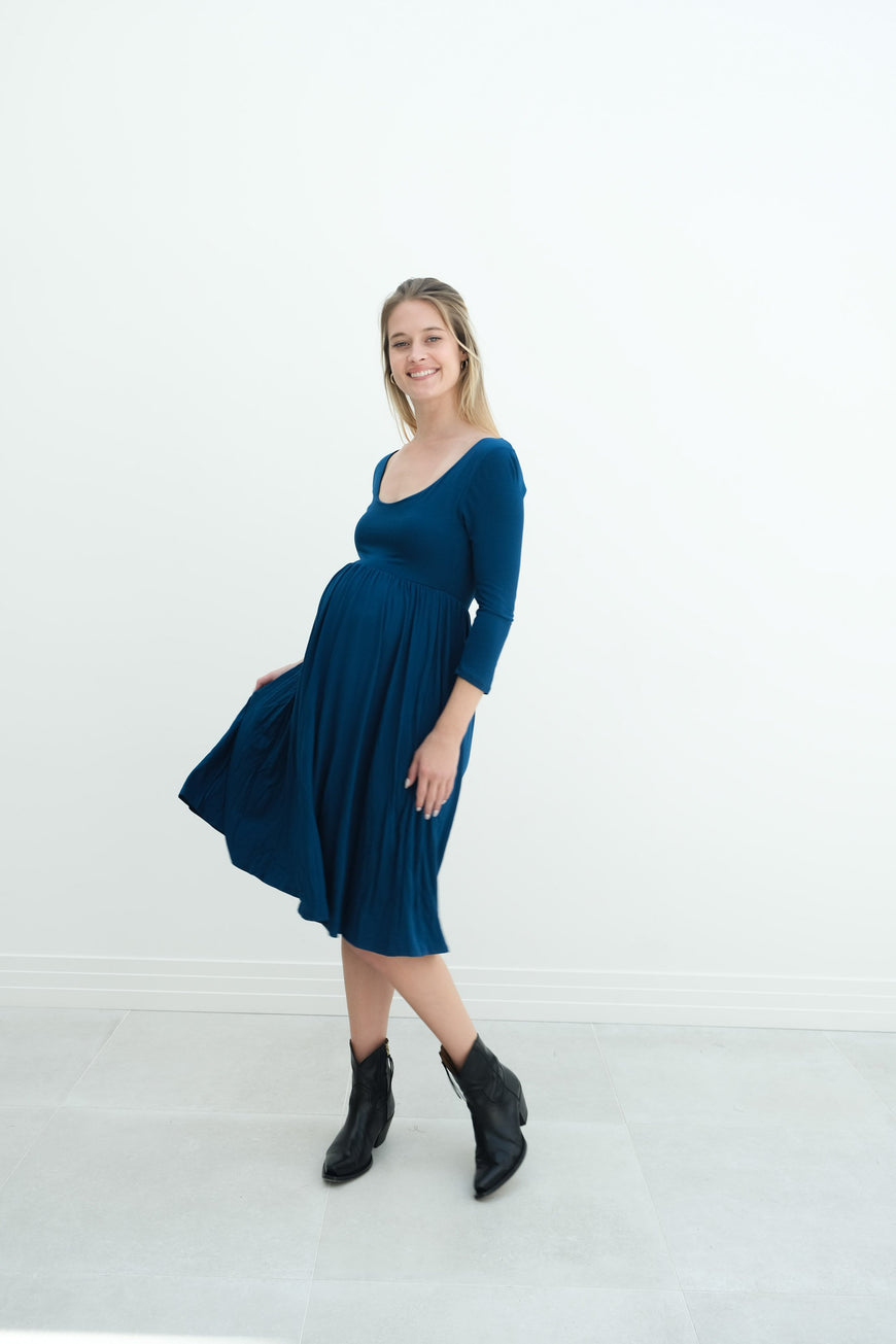 Tatiana | Long Sleeve Flowy Maternity Dress With Empire Waist