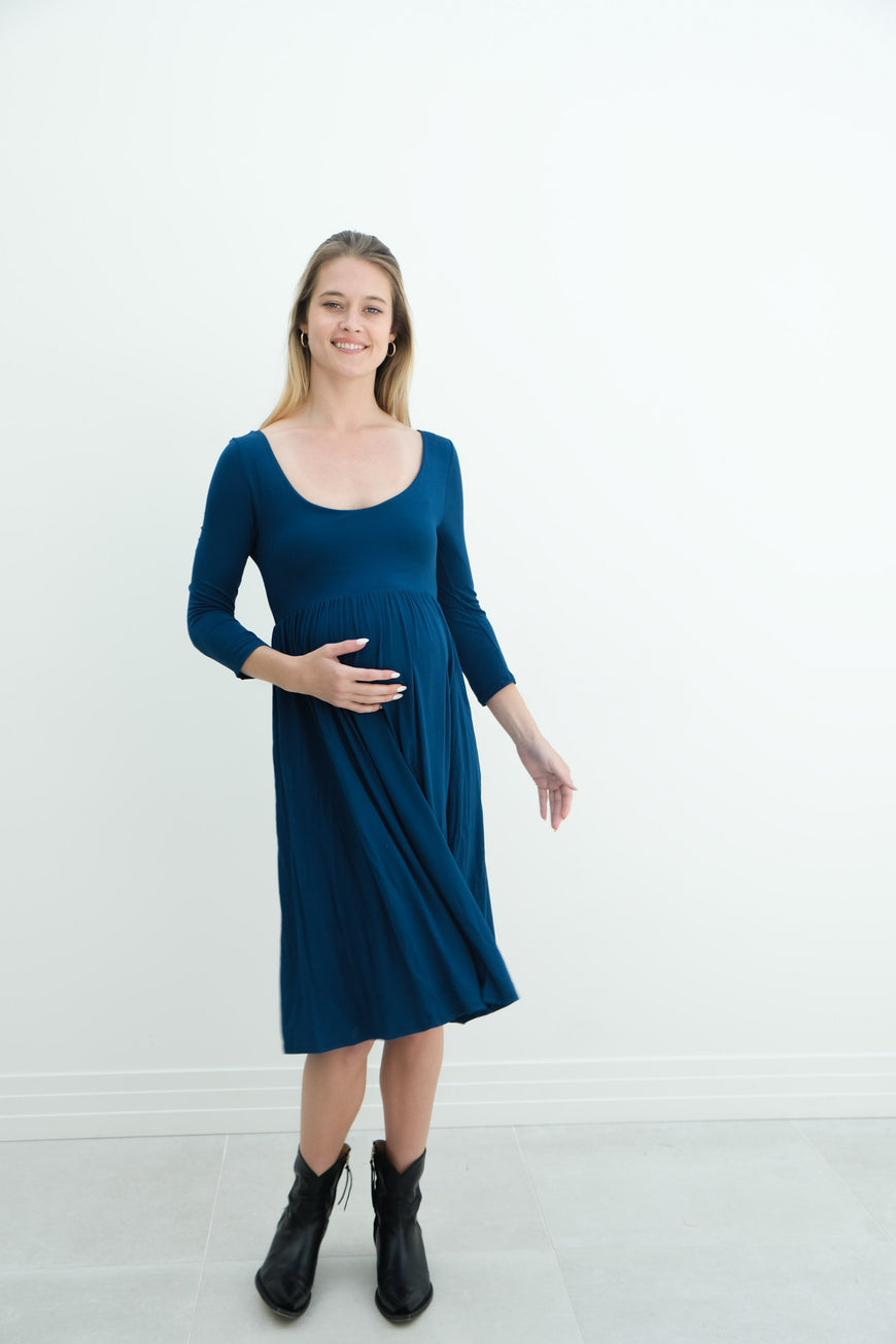 Tatiana | Long Sleeve Flowy Maternity Dress With Empire Waist