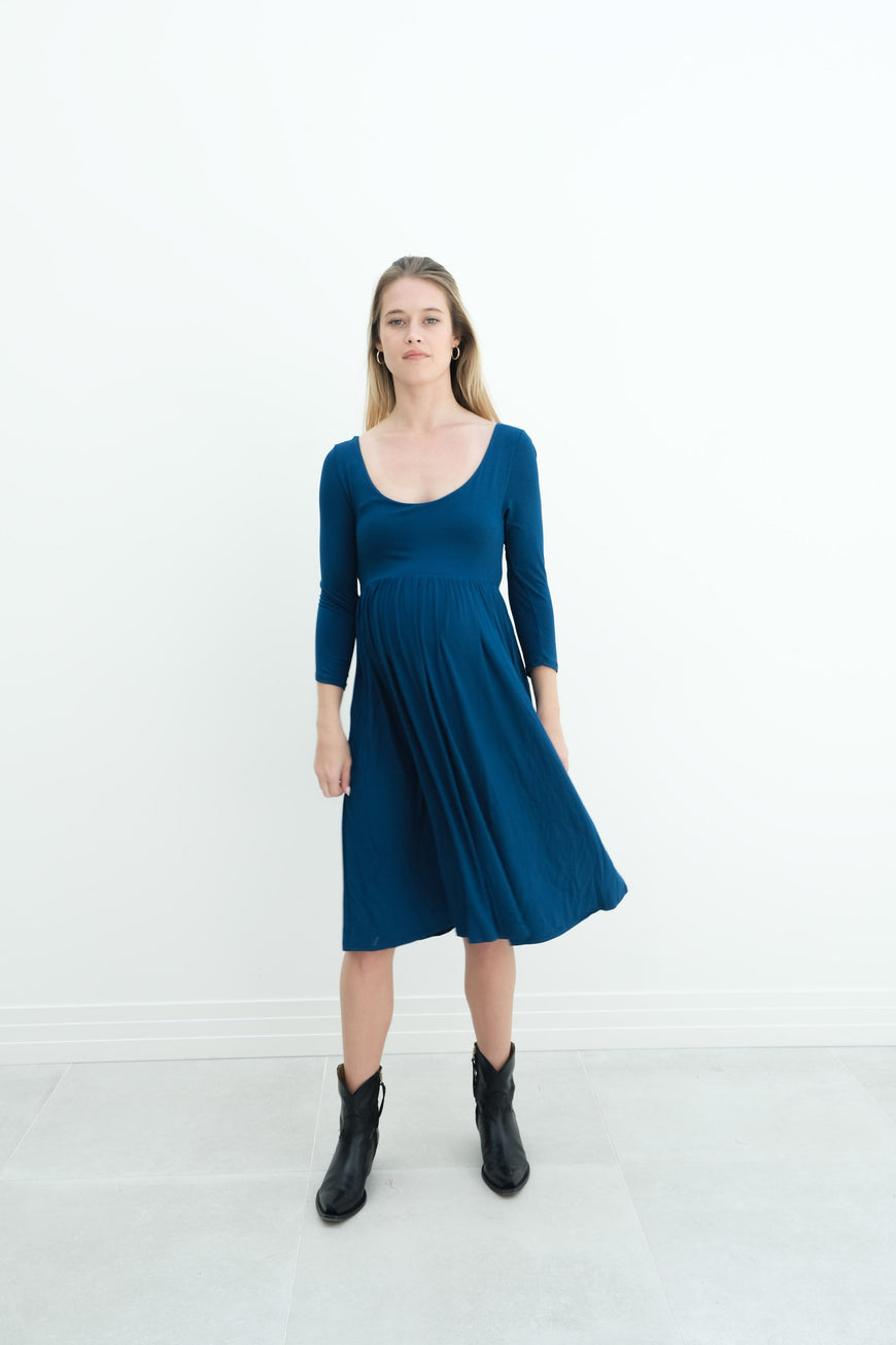 Tatiana | Long Sleeve Flowy Maternity Dress With Empire Waist