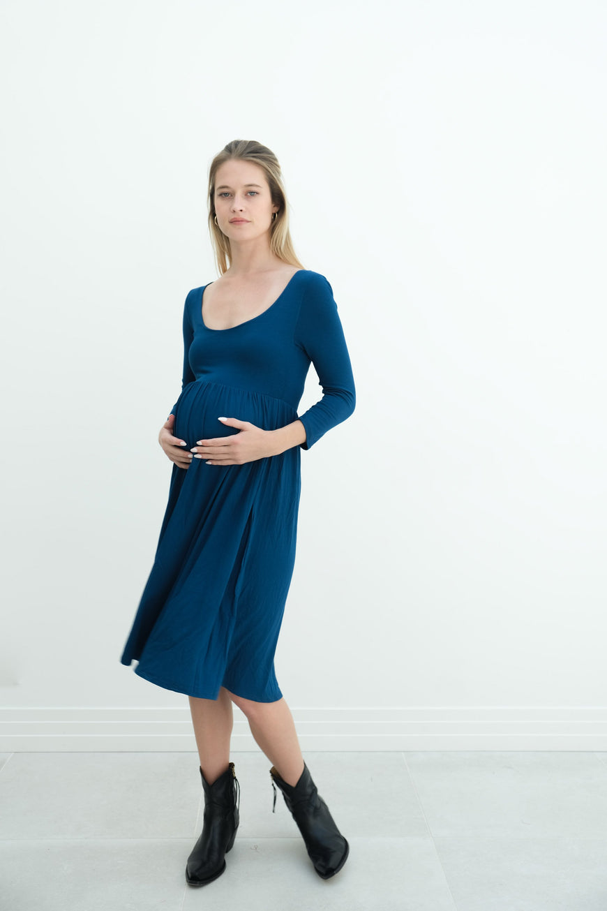 Tatiana | Long Sleeve Flowy Maternity Dress With Empire Waist
