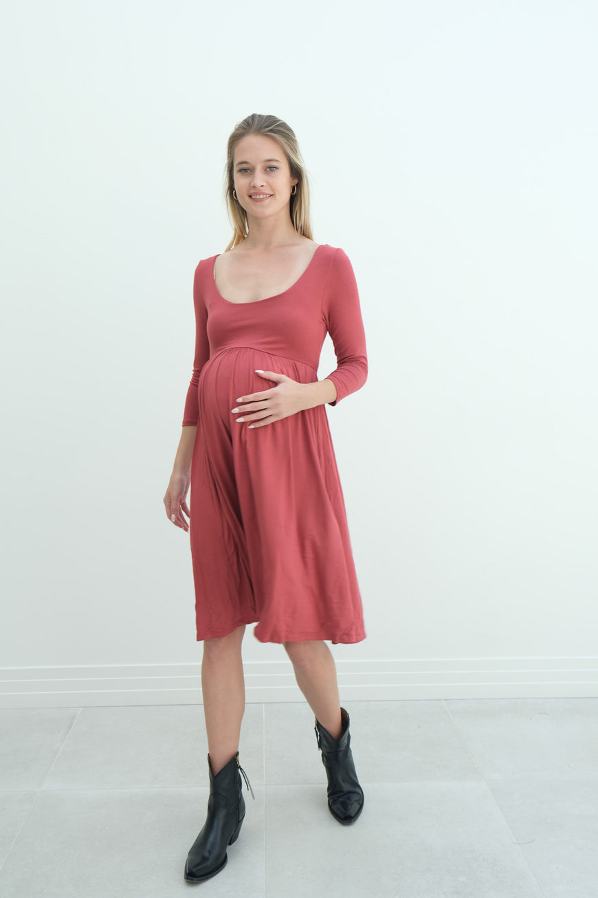Tatiana | Long Sleeve Flowy Maternity Dress With Empire Waist