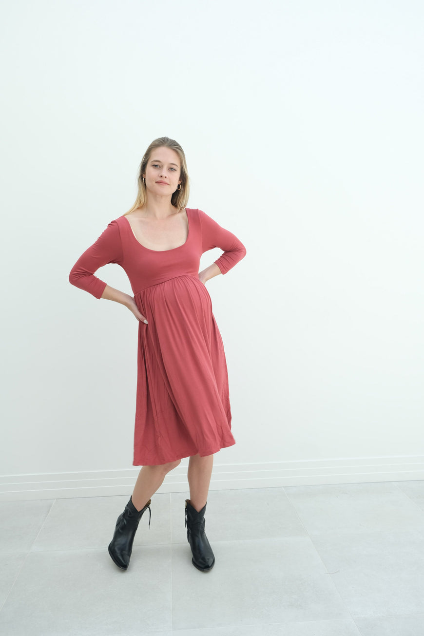 Tatiana | Long Sleeve Flowy Maternity Dress With Empire Waist