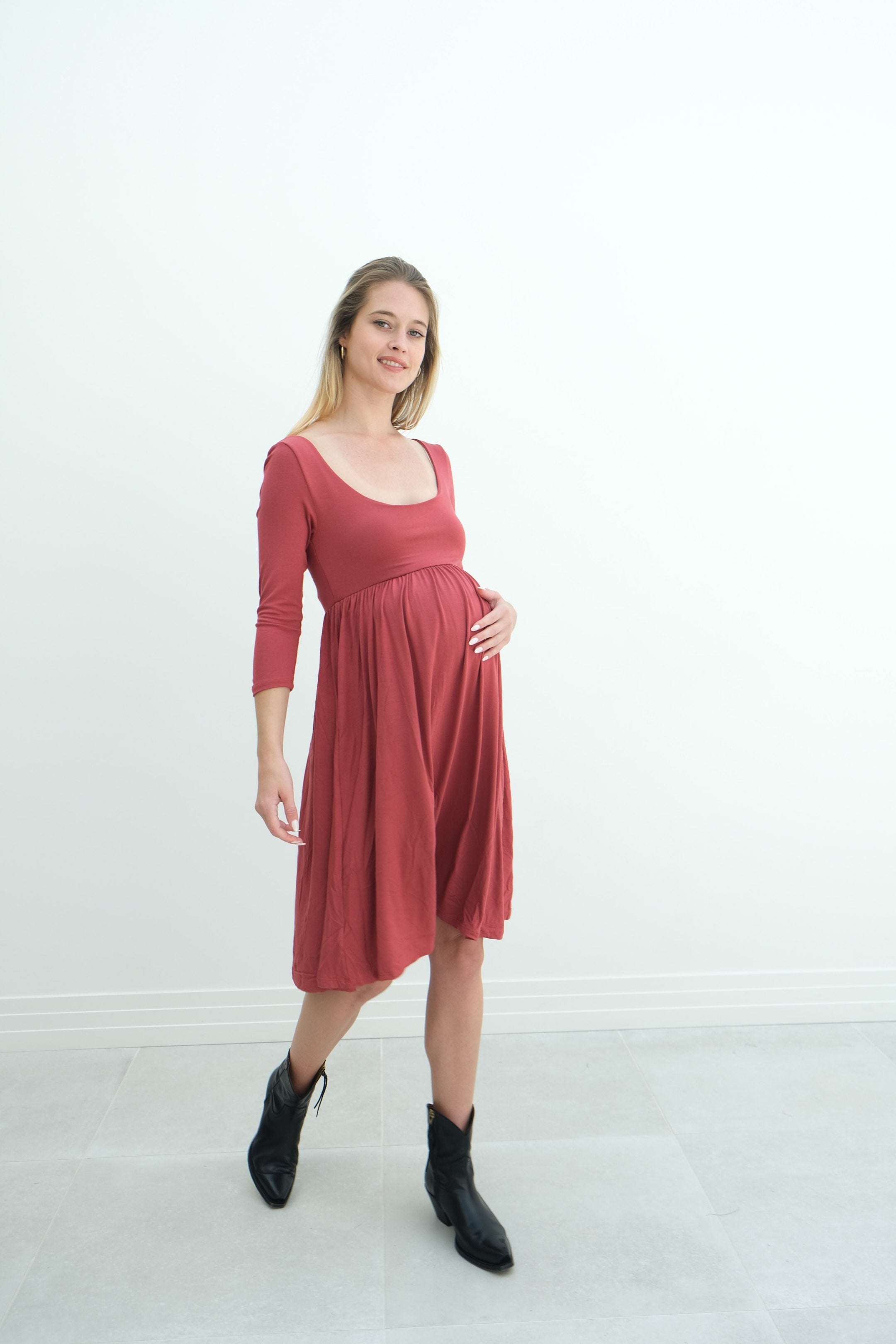 Tatiana | Long Sleeve Flowy Maternity Dress With Empire Waist