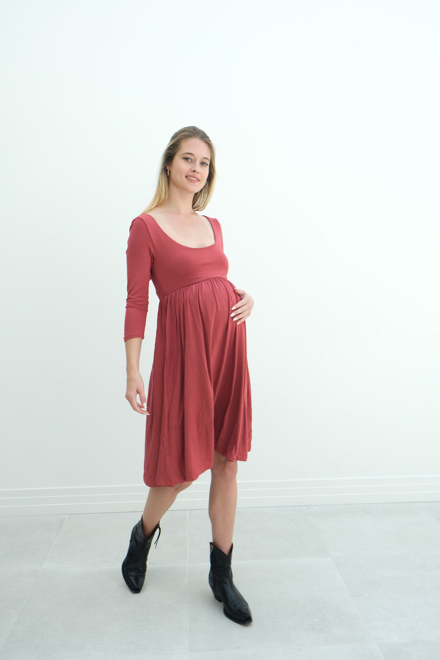 Tatiana | Long Sleeve Flowy Maternity Dress With Empire Waist