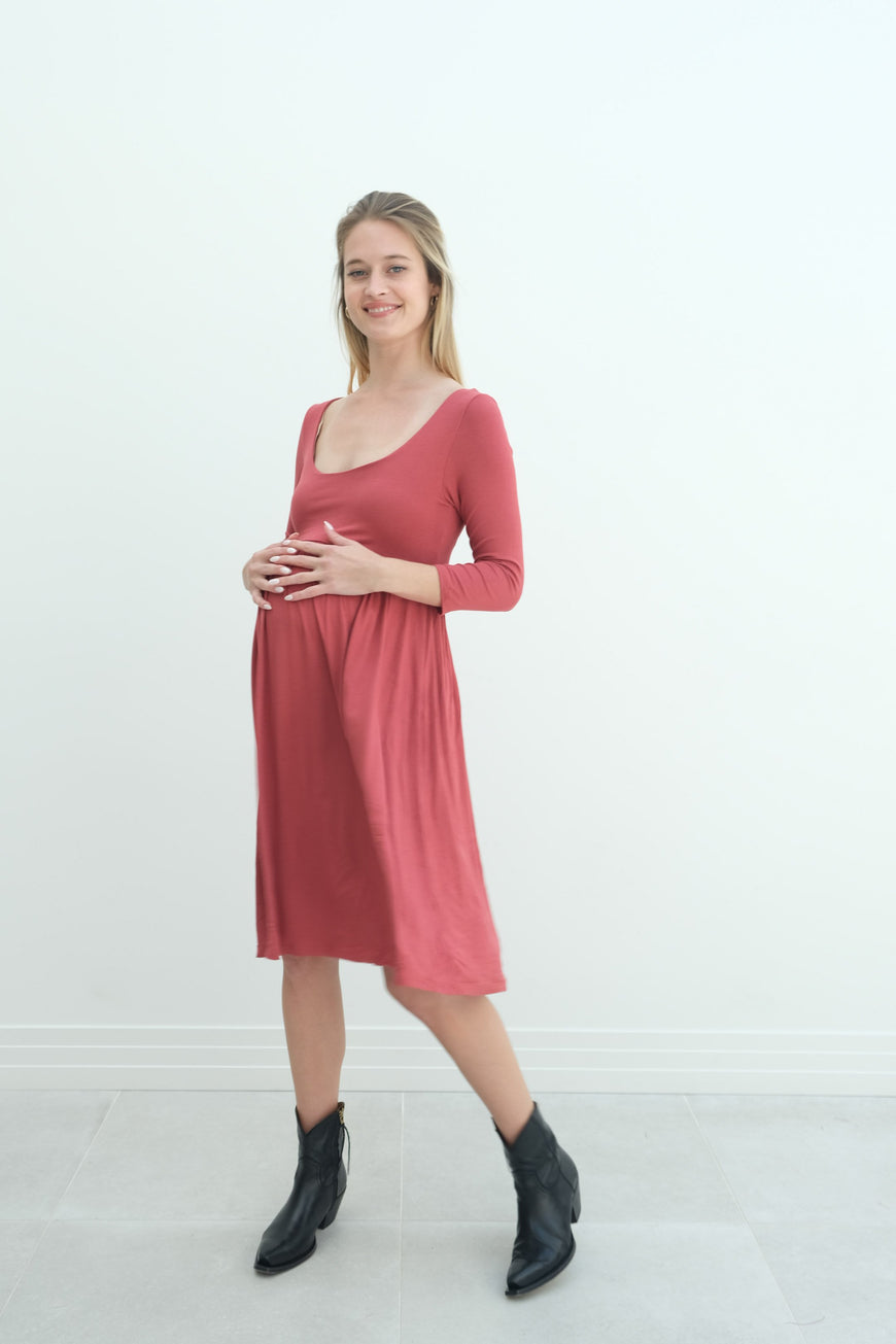 Tatiana | Long Sleeve Flowy Maternity Dress With Empire Waist