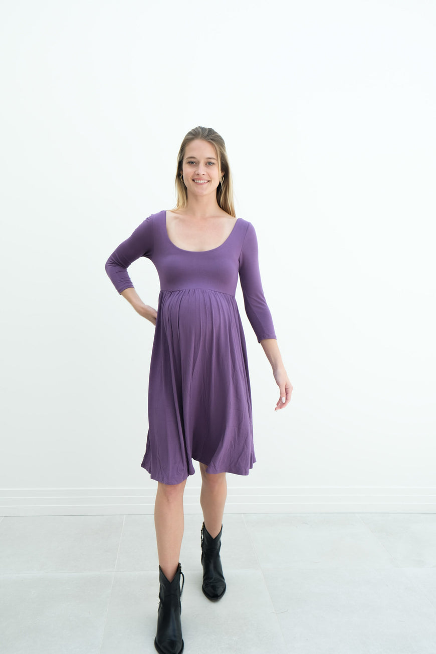 Tatiana | Long Sleeve Flowy Maternity Dress With Empire Waist