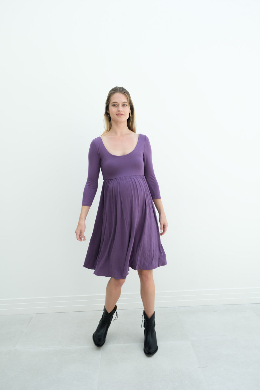 Tatiana | Long Sleeve Flowy Maternity Dress With Empire Waist