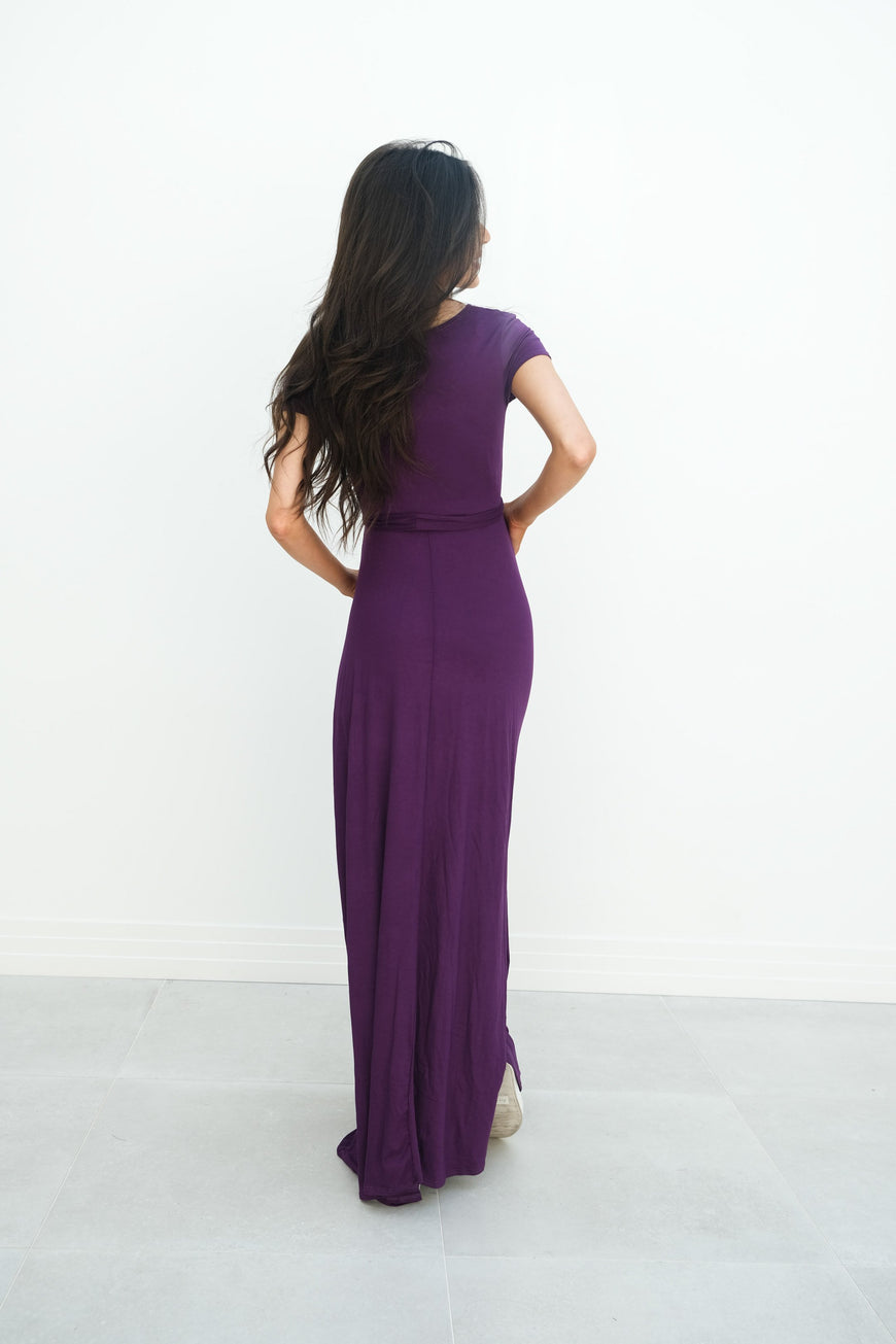 Gianna | Maternity Maxi Empire Tie Waist Dress With V-Neck