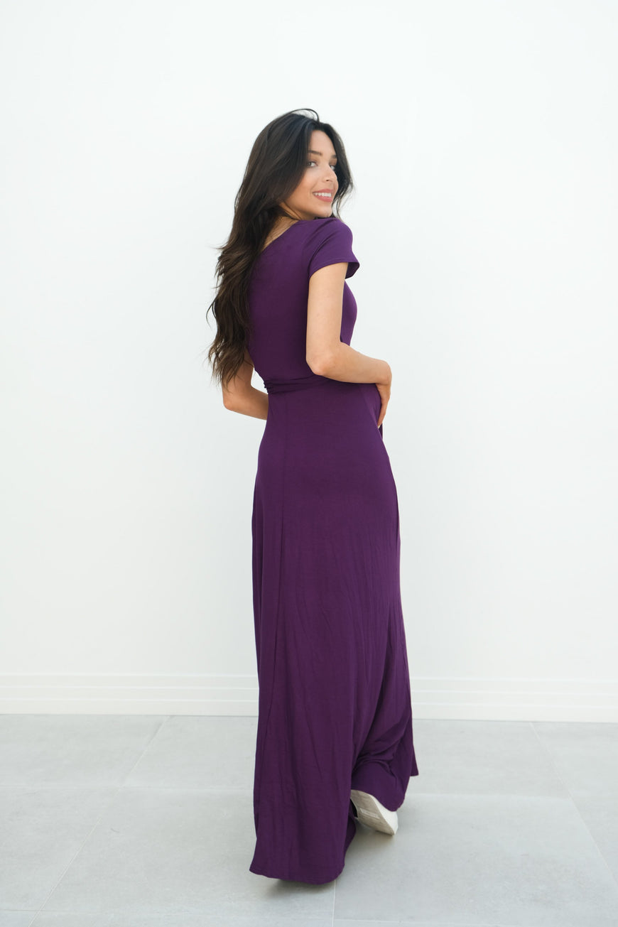 Gianna | Maternity Maxi Empire Tie Waist Dress With V-Neck