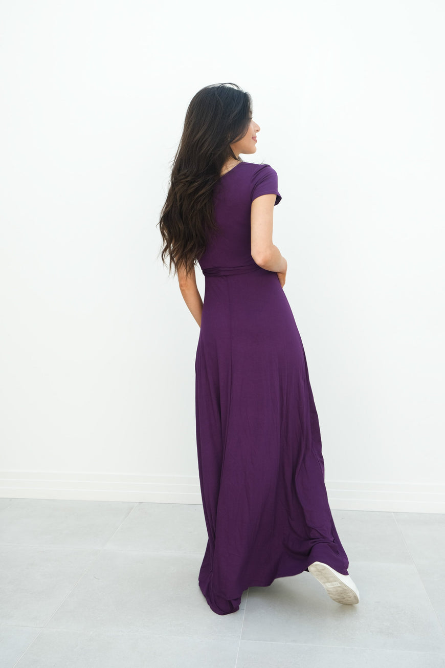 Gianna | Maternity Maxi Empire Tie Waist Dress With V-Neck