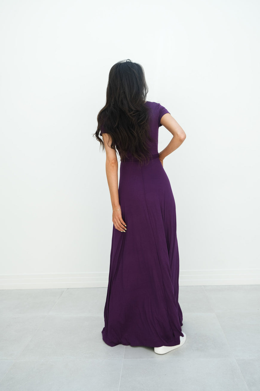 Gianna | Maternity Maxi Empire Tie Waist Dress With V-Neck