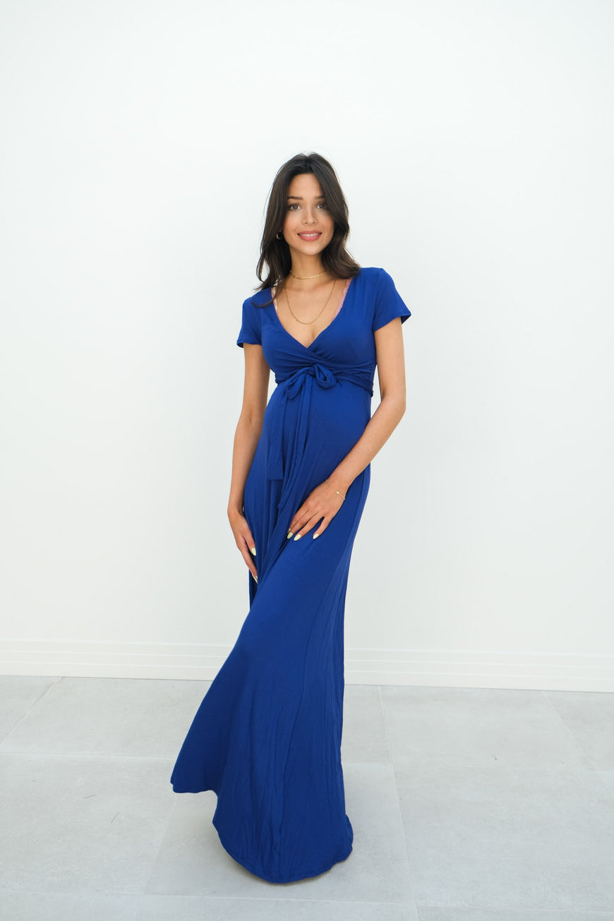 Gianna | Maternity Maxi Empire Tie Waist Dress With V-Neck