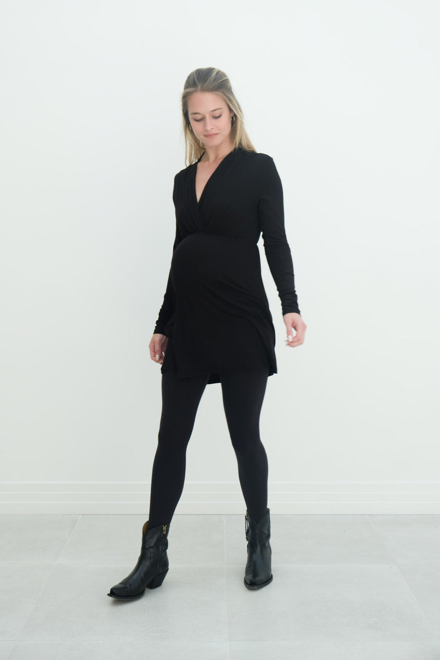 Eleanor | Maternity Long Sleeve Mini Wrap Dress with V-Neck