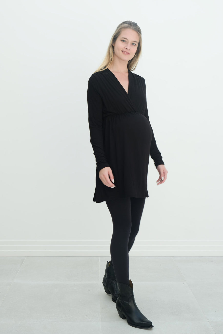 Eleanor | Maternity Long Sleeve Mini Wrap Dress with V-Neck