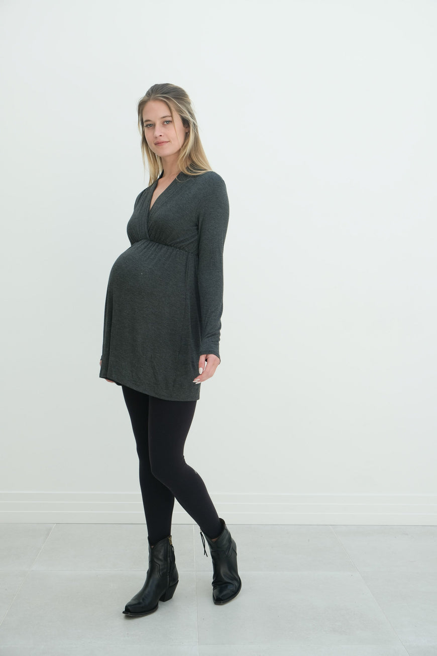 Eleanor | Maternity Long Sleeve Mini Wrap Dress with V-Neck