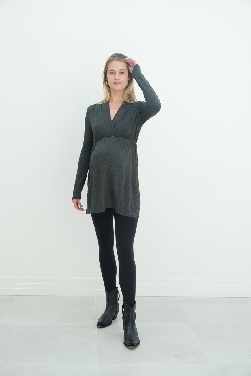 Eleanor | Maternity Long Sleeve Mini Wrap Dress with V-Neck