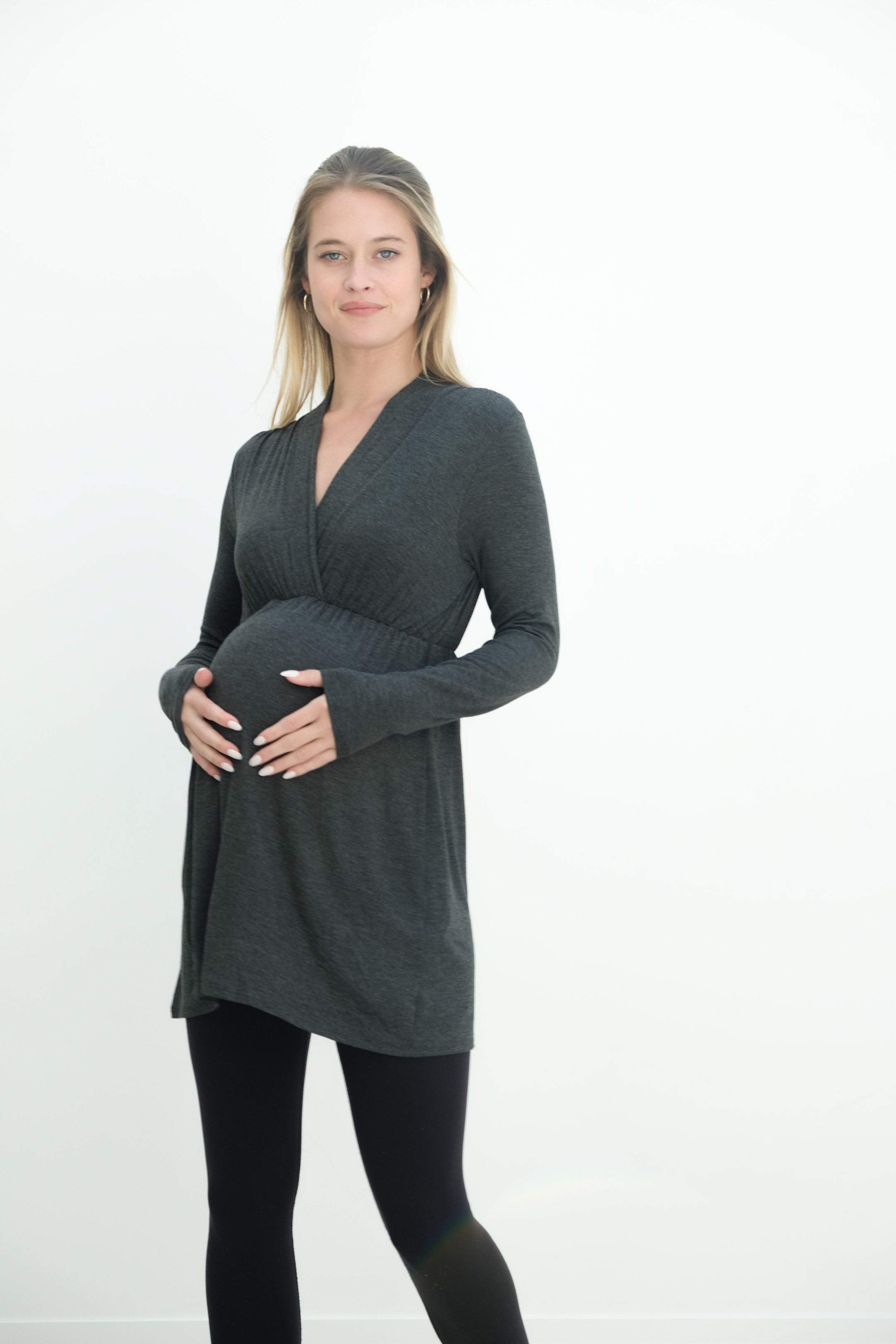 Eleanor | Maternity Long Sleeve Mini Wrap Dress with V-Neck