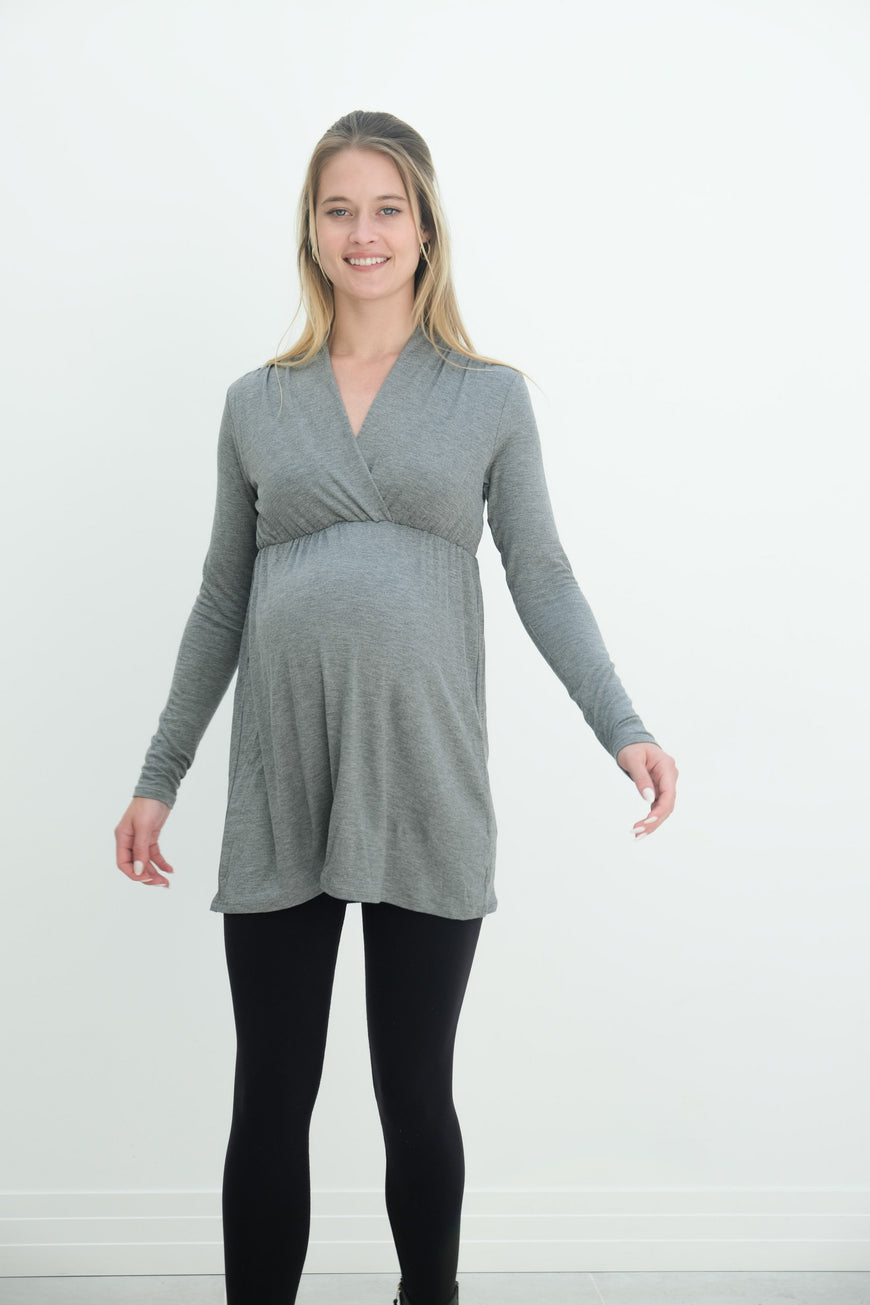 Eleanor | Maternity Long Sleeve Mini Wrap Dress with V-Neck
