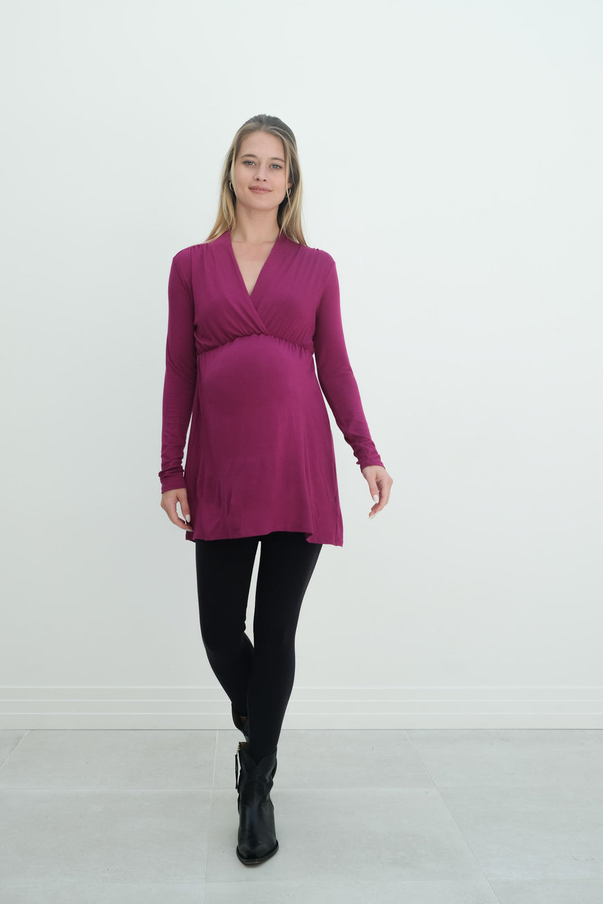 Eleanor | Maternity Long Sleeve Mini Wrap Dress with V-Neck