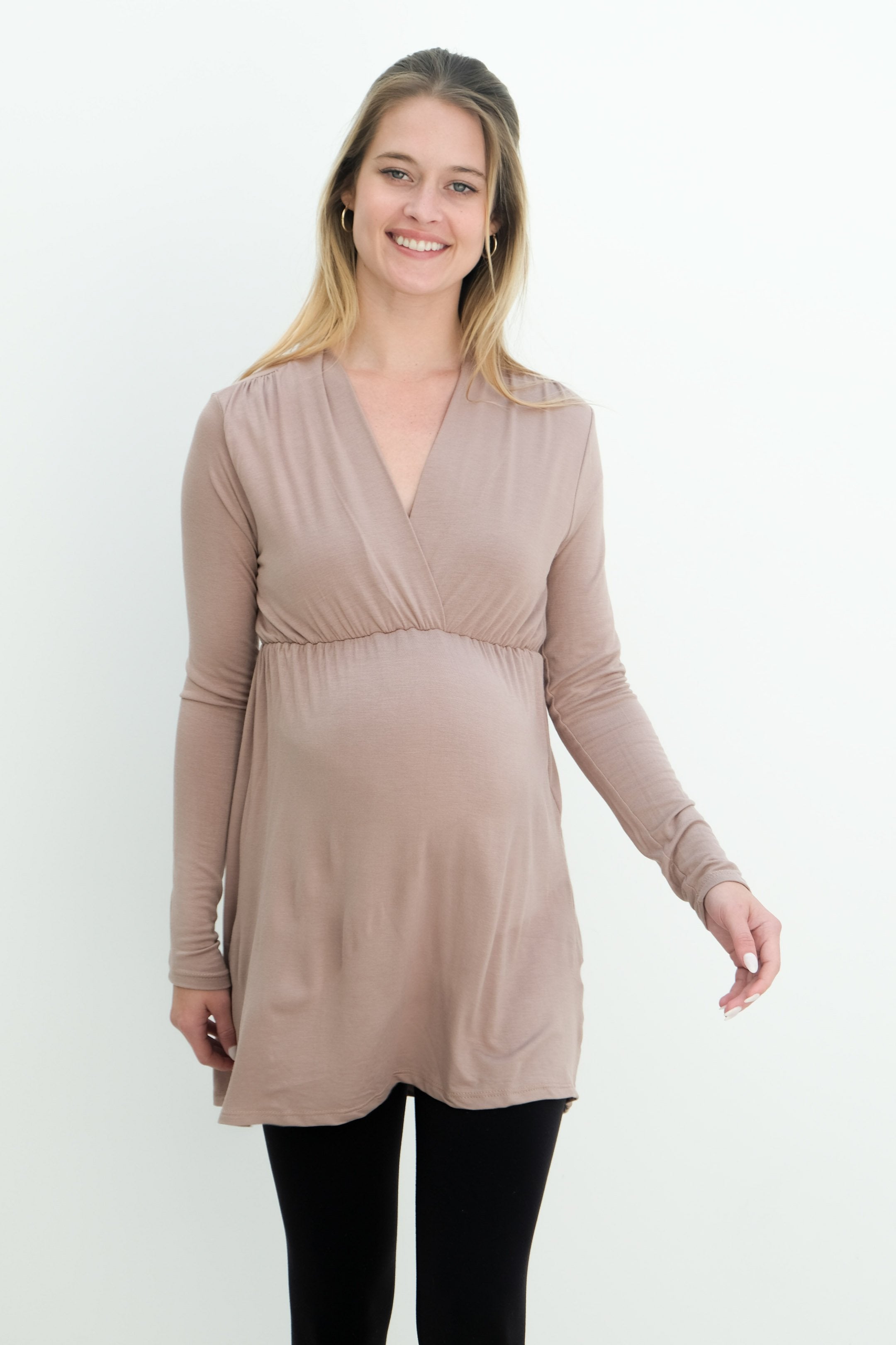 Eleanor | Maternity Long Sleeve Mini Wrap Dress with V-Neck