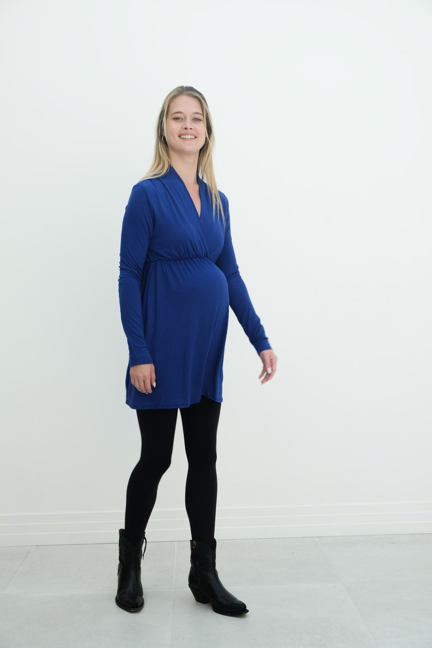 Eleanor | Maternity Long Sleeve Mini Wrap Dress with V-Neck
