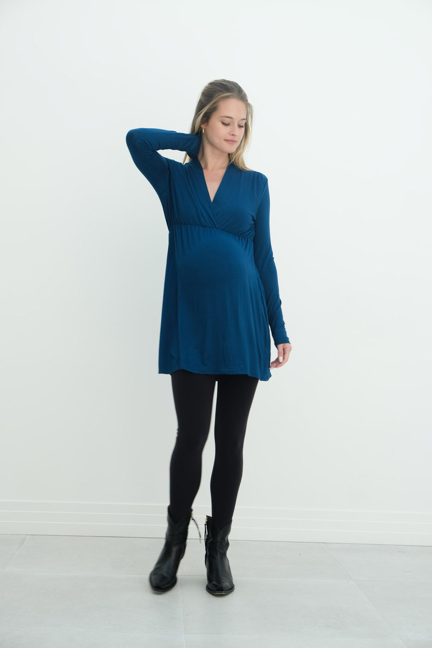 Eleanor | Maternity Long Sleeve Mini Wrap Dress with V-Neck
