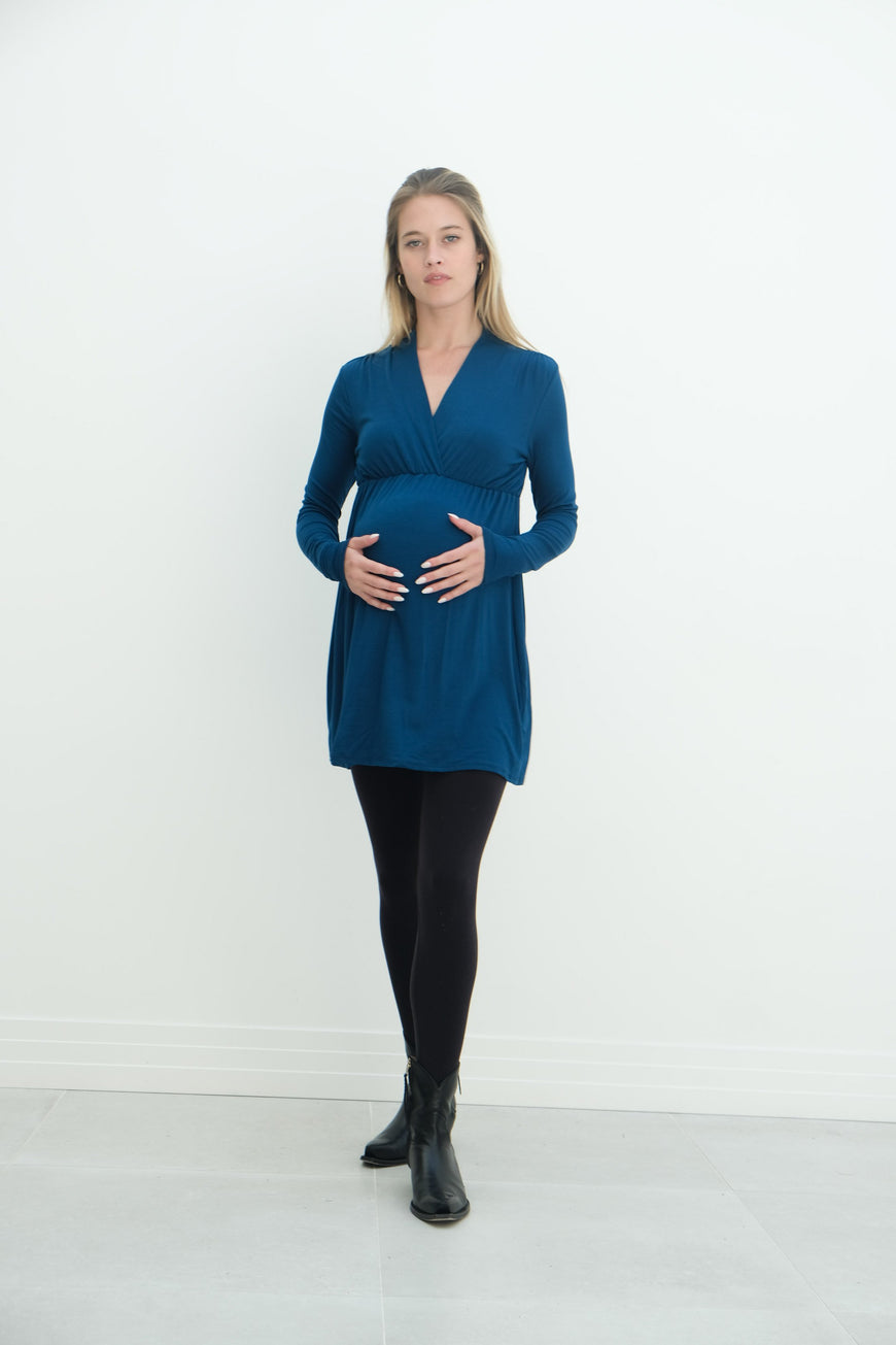 Eleanor | Maternity Long Sleeve Mini Wrap Dress with V-Neck