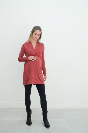 Eleanor | Maternity Long Sleeve Mini Wrap Dress with V-Neck